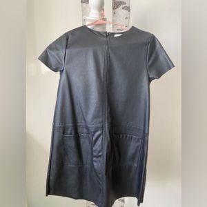 NWT KIDS ZARA short sleeve Leather dress Size 6